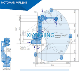 Braço YASKAWA MPL80 II do robô industrial para robôs do braço da carga útil 2061mm da picareta e do lugar 80kg