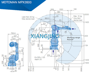 Braço do robô industrial de YASKAWA MPX2600 para pintar 15kg robôs do braço da carga útil 2000mm
