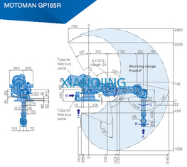 YASKAWA GP165R usou robôs do braço da carga útil 3143mm do braço 165kg do robô
